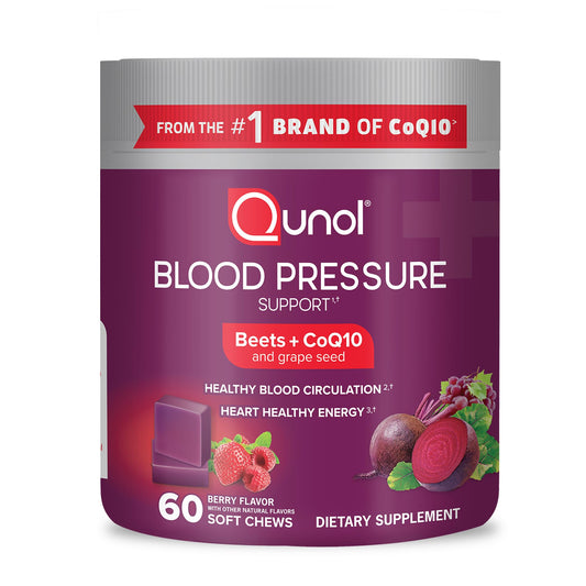 Qunol Beets Chews for Blood Pressure Support, 3 in 1 Beets + CoQ10 + Grape Seed Extract - NutriGlobal