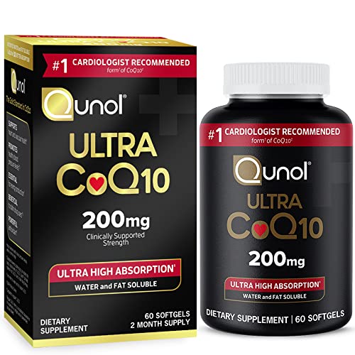 Qunol CoQ10 200mg Softgels, Ultra CoQ10 - Ultra High Absorption Coenzyme Q10 Supplem - NutriGlobal