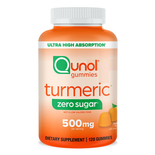 Qunol Zero Sugar Turmeric Gummies, Gummy with 500mg Turmeric Curcumin, Joint Support Supplement, Ultra High Absorption Tumeric Curcumin, - NutriGlobal
