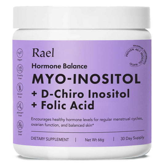 Rael Hormone Balance for Women, Inositol Powder Supplement - Vitamin B8, 40:1 Proven Ratio, Folic Acid for Ovarian Function (30 Servings) - NutriGlobal