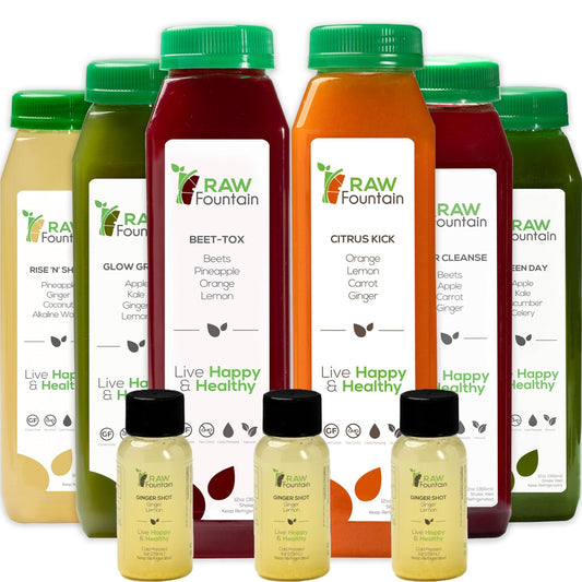 Raw Fountain 1 Day Juice Cleanse, All Natural Detox Cleanse, Cold Presssed Fruit - NutriGlobal