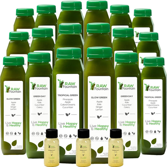 Raw Fountain 5 Day Green Juice Cleanse, All Natural Raw, Vegan Detox, Cold Pressed - NutriGlobal