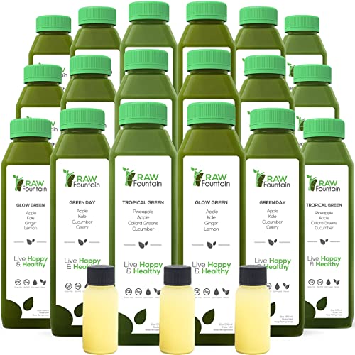 Raw Fountain 7 Day Green Juice Cleanse, All Natural Raw, Vegan Detox, Cold Pressed - NutriGlobal