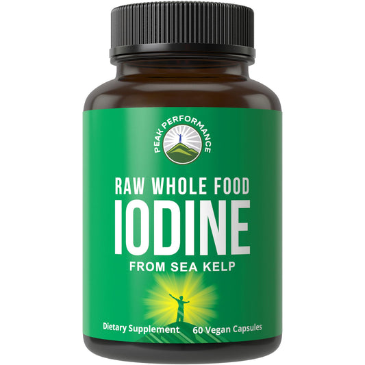 Raw Whole Food Iodine Supplement from Organic Kelp (Ascophyllum Nodosum) by Peak Performance. Potassium Iodide Support Tablets. for Metabolism, Energy, and Immune. 60 Vegan Capsules, Pills. - NutriGlobal