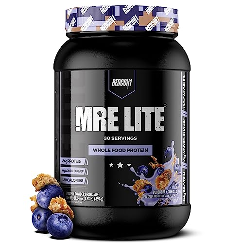 REDCON1 MRE Lite Whole Food Protein Powder, Blueberry Cobbler - Low Carb & Whey - NutriGlobal