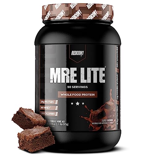 REDCON1 MRE Lite Whole Food Protein Powder, Fudge Brownie - Low Carb & Whey - NutriGlobal
