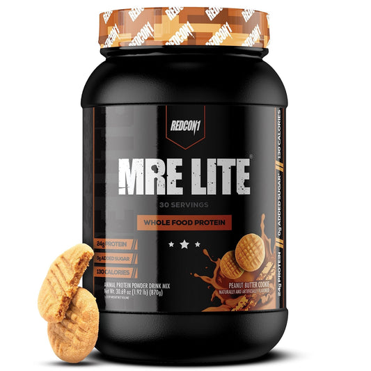 REDCON1 MRE Lite Whole Food Protein Powder, Peanut Butter Cookie - Low Carb & Whey - NutriGlobal