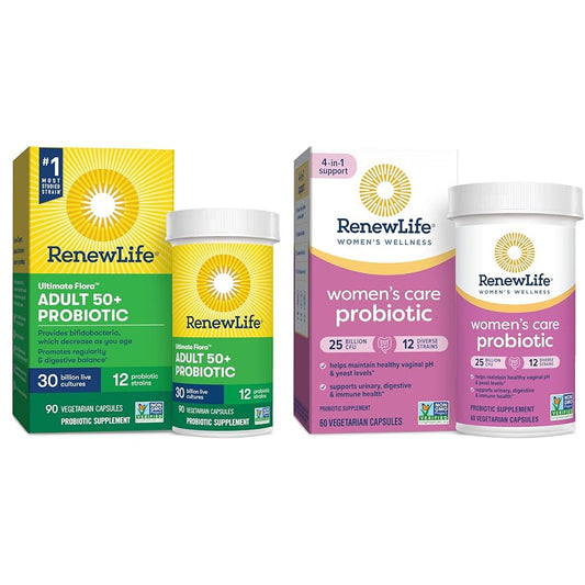 Renew Life Probiotic Adult 50 Plus Probiotic Capsules, Daily Supplement Supports Urinary - NutriGlobal