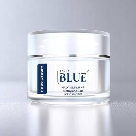Renue Blue Methylene Blue Face Cream - Liposomal NAD+ Complex and Nutrients for Skin Rejuvenation, Deep Hydration, and Anti-Aging Support - NutriGlobal