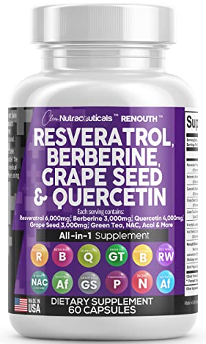 Resveratrol 6000mg Berberine 3000mg Grape Seed Extract 3000mg - NutriGlobal
