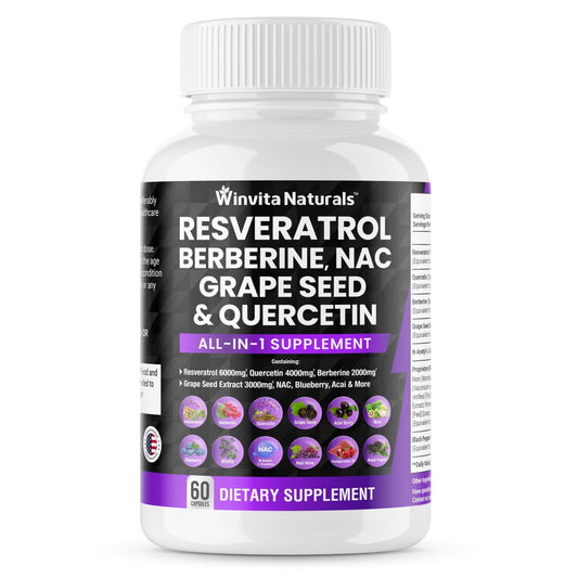 Resveratrol 6000mg Quercetin 4000mg Berberine 2000mg Grape Seed Extract 3000mg - NutriGlobal
