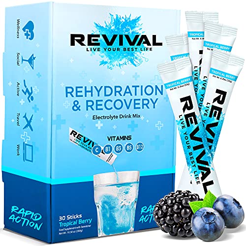 Revival Rapid Rehydration, Electrolytes Powder - High Strength Vitamin C, B1, B3, B5, B12 - NutriGlobal