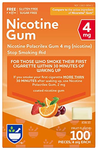 Rite Aid Nicotine Gum, 4 mg - 100 Count | Quit Smoking Aid | Nicotine - NutriGlobal