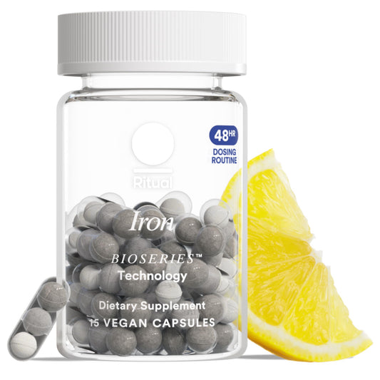Ritual Iron Supplement to Support Low Iron Levels 60 mg | 48-hour Dosing Routine with BioSeries™ Technology plus Vitamin A and C. Designed for Optimal Absorption and Minimal GI Discomfort* 15 Servings - NutriGlobal