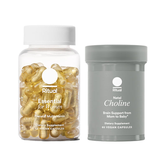 Ritual Mom-to-Baby Set with Prenatal Vitamins and Natal Choline Supplements, Supports Pregnancy, Baby's Cognitive Function, Fetal Brain Development, 30 Day Supply - NutriGlobal