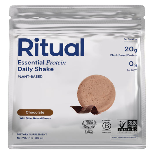 Ritual Pea Protein Powder with BCAA: 20g Organic Vegan Plant-Based Protein from Regenerative Farms in North America, Complete Amino Acid Profile, Gluten Free, Sugar Free‡, Dairy Free, Chocolate, 1 Lbs - NutriGlobal