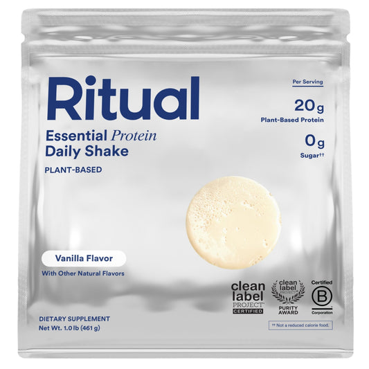 Ritual Pea Protein Powder with BCAA: 20g Organic Vegan Plant-Based Protein from Regenerative Farms in North America, Complete Amino Acid Profile, Gluten Free, Sugar Free‡, Dairy Free, Vanilla, 1 Lbs - NutriGlobal