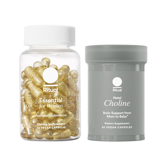 Ritual Postnatal Mom-to-Baby Set, Postpartum Multivitamin and Natal Choline Supplements, Supports Lactation, Immune Function, and Baby's Cognitive Function - NutriGlobal