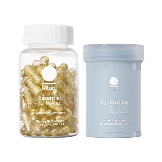 Ritual Postnatal Multivitamin and Gut Duo Supplements with Postnatal Vitamins and Synbiotic+: 3-in-1 Probiotic, Prebiotic, Postbiotic, Supports Lactation, and Gut Health, 30 Day Supply - NutriGlobal