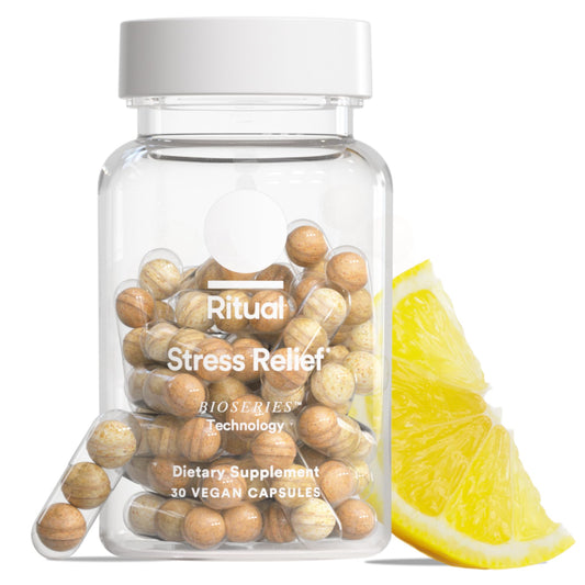 Ritual Stress Relief Supplement Shoden® Ashwagandha, Suntheanine® L-Theanine, and Saffron as affron®* BioSeries with 8-Hour Release to Support Natural Cortisol Response and Promote Calm, 30 Day - NutriGlobal