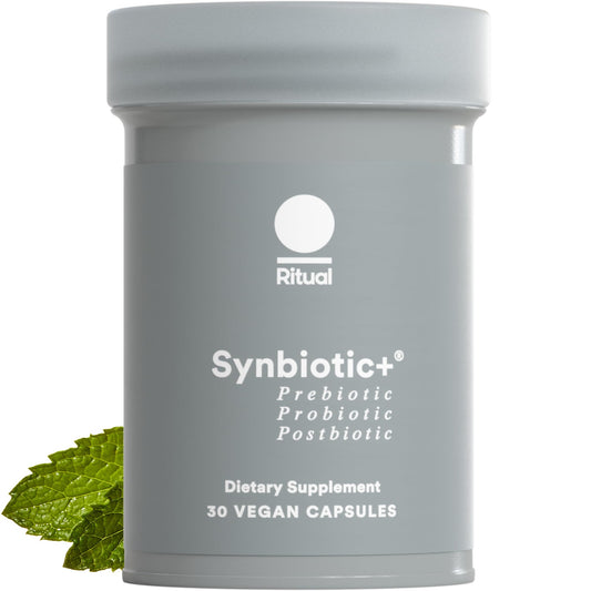 Ritual Synbiotic+ Probiotic, Prebiotic, Postbiotic, 3-in-1 Supplement for Gut Health and Digestive Support, Regularity, Bloat, Immune, Vegan Delayed-Released Daily Capsule, Women and Men, 30 Day - NutriGlobal