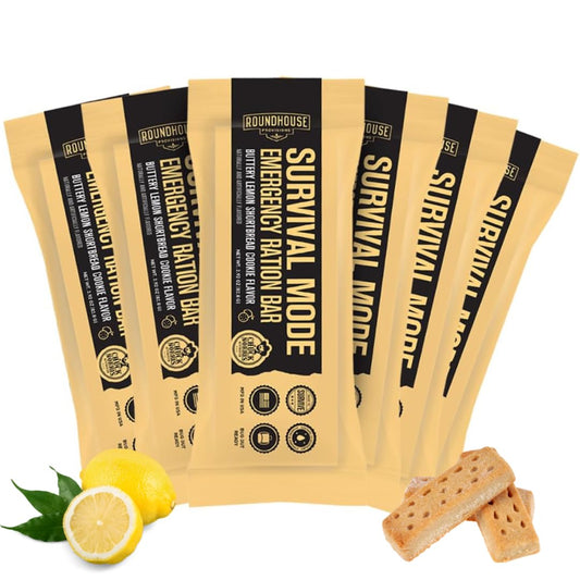 Roundhouse Provisions by Chuck Norris Emergency Food Bars - High Calorie Lemon Shortbread, 14 Vitamins & Minerals - Whole Grain Sorghum, 5-Year Shelf Life - Survival Rations for Crisis & Adventure - NutriGlobal