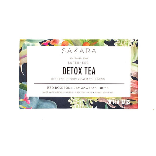 Sakara Detox Tea - Herbal Tea with Rose Petals, Lemon Peel, Lemongrass, & Rooibos - NutriGlobal