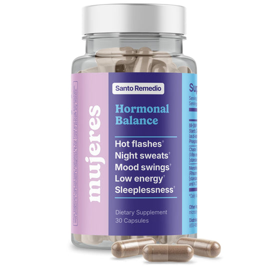 Santo Remedio Hormonal Balance for Women | Menopause Support for Hot Flashes, Night Sweats & Mood Swings | Hormone-Free Formula with Siberian Rhubarb, Chaste Tree & DIM | Doctor Juan Rivera Product - NutriGlobal