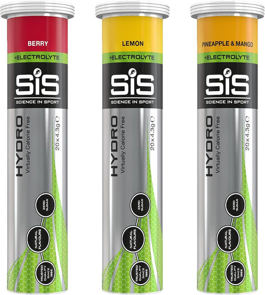 Science In Sport Hydro Hydration Tablets, Variety Pack Pineapple Mango, Berry, Lemon - NutriGlobal