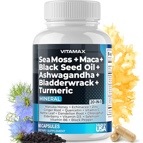 Sea Moss 3000mg Maca 1000mg Black Seed Oil 2000mg Ashwagandha 1000mg Bladderw - NutriGlobal