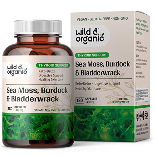 Sea Moss Capsules - 180 Caps Wildcrafted Irish Moss, Burdock Root & Bladderwrack - NutriGlobal