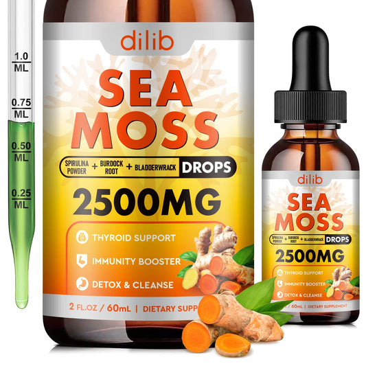 Sea Moss Liquid Drops: Organic Irish Sea Moss 2500mg with Turmeric, Bladderwrack - NutriGlobal