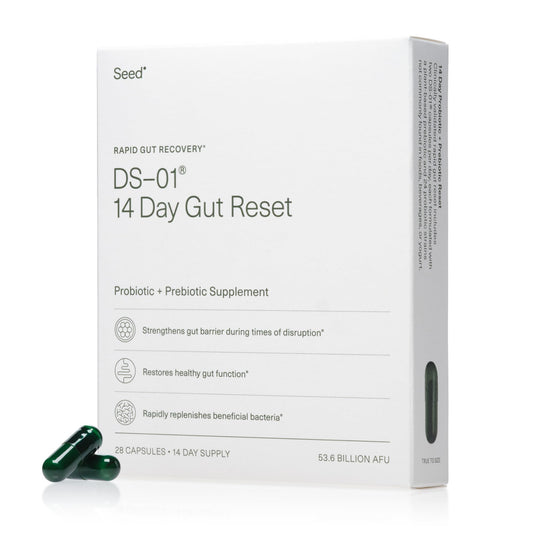 Seed 14 Day Gut Reset - Prebiotic and Probiotic for Women & Men - Digestive Health, Gut Health, Rapid Gut Recovery, Bloating & Constipation Relief - Vegan & Shelf-Stable - 28 Capsules (14-Day Supply) - NutriGlobal