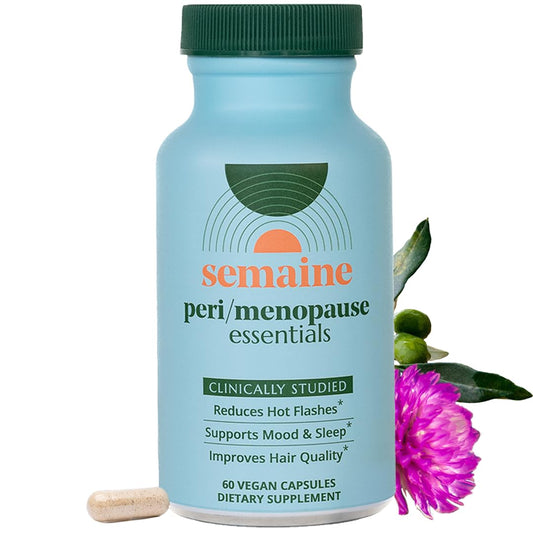 Semaine Peri/Menopause Essentials, 60 Ct. - Fuller Hair, No More Hot Flashes, Hormone Balance, Better Sleep & More - Clinically-Studied, Non-Hormonal Formula - NutriGlobal