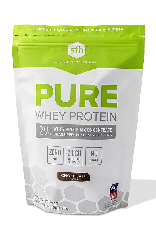 SFH Pure Whey Protein Powder (Chocolate) Best Tasting 100% Grass Fed Whey - NutriGlobal