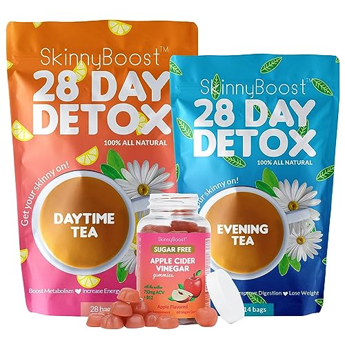 SkinnyBoost - Detox Tea Power Kit-1 - Daytime Tea (28 Bags) 1 Evening Detox Tea (14 Bags) - NutriGlobal