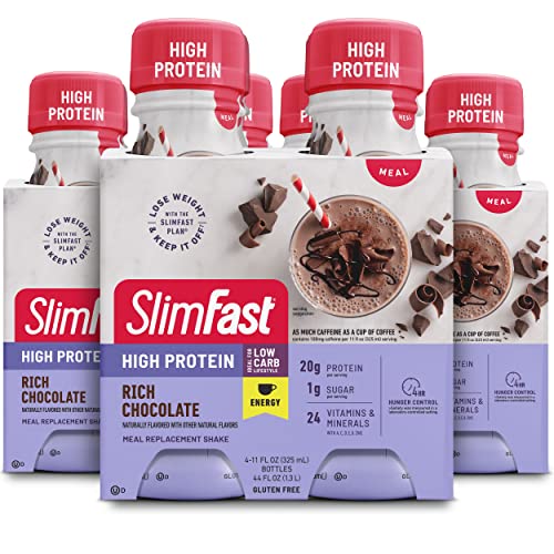 SlimFast Advanced Energy High Protein Meal Replacement Shake, Rich Chocolate, 20g - NutriGlobal