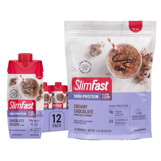 SlimFast High Protein Chocolate Bundle- 12 Count of Chocolate High Protein Meal - NutriGlobal