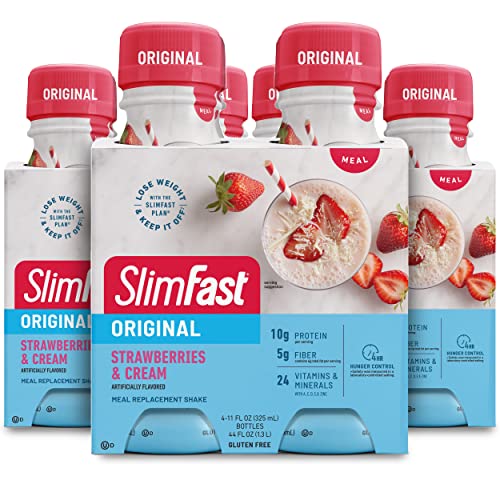 SlimFast Meal Replacement Shake, Original Strawberries & Cream, 10g of Ready to Drink Protein - NutriGlobal