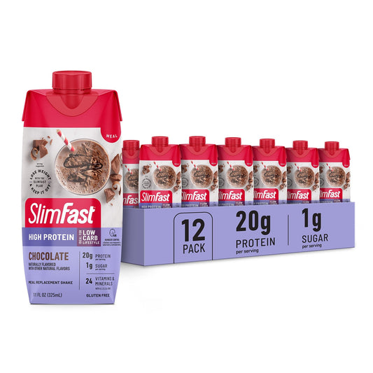 SlimFast Protein Shake, Chocolate- 20g Protein, Meal Replacement Shake Ready to Drink - NutriGlobal