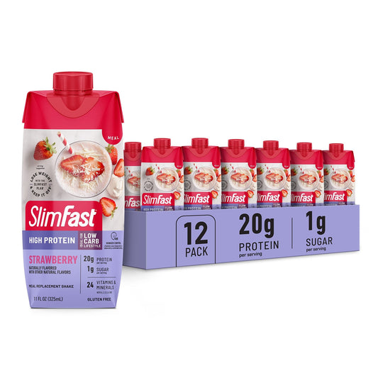 SlimFast Protein Shake, Strawberry- 20g Protein, Meal Replacement Shake Ready to Drink - NutriGlobal