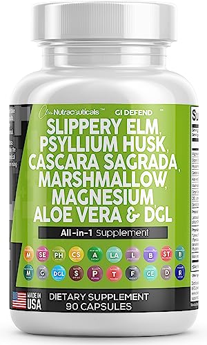 Slippery Elm 5000mg Psyllium Husk 2000mg Pre Probiotic Digestive Gut - NutriGlobal