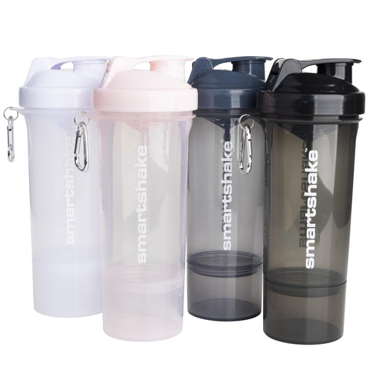 Smartshake Slim 4-Pack Protein Shaker Bottle 400 ml | 13.5 oz – Storage Included - Leakproof Screw - NutriGlobal