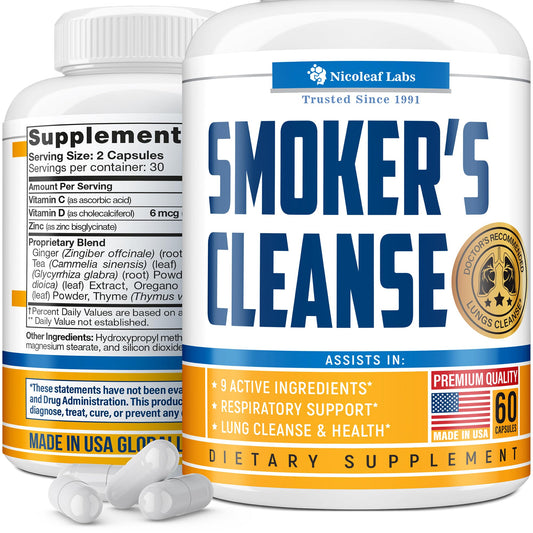 Smoker's Cleanse - Quit Smoking Aid & Respiratory Support - Made in USA - NutriGlobal