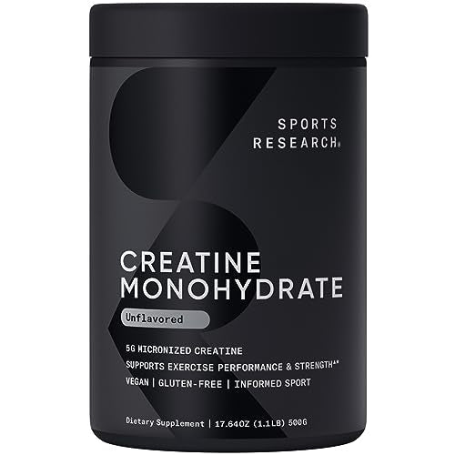 Sports Research Creatine Monohydrate - Gain Lean Muscle, Improve Performance - NutriGlobal