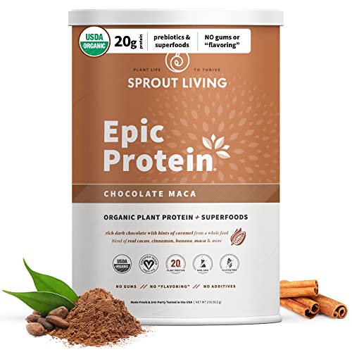 Sprout Living Epic Protein, Plant Based Protein & Superfoods Powder, Chocolate Maca - NutriGlobal