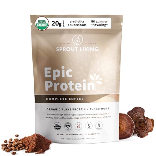Sprout Living, Epic Protein, Plant Based Protein & Superfoods Powder, Complete Coffee - NutriGlobal