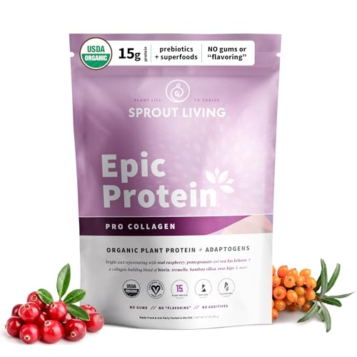 Sprout Living Epic Protein, Plant Based Protein & Superfoods Powder, Pro Collagen, - NutriGlobal