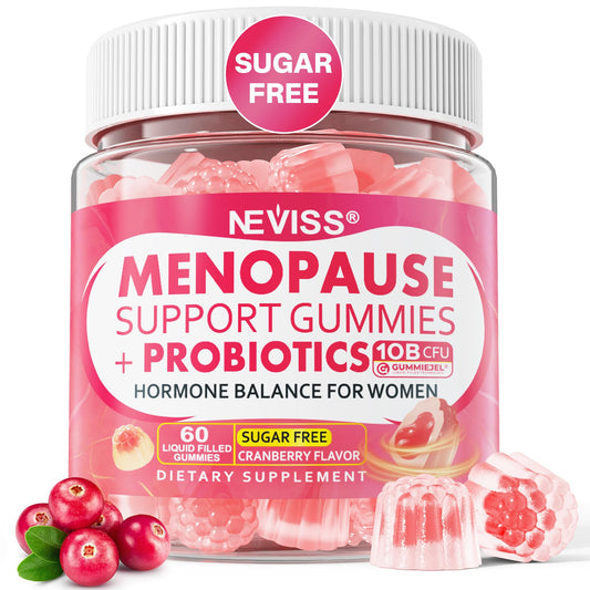 Sugar Free Menopause Supplement Gummies for Women, Menopause Probiotics (10 Billion CFU) Filled Gummy with Ashwagandha, Dong Quai & Black Cohosh for Hot Flashes, Night Sweats, Mood Swings, Gut Health - NutriGlobal