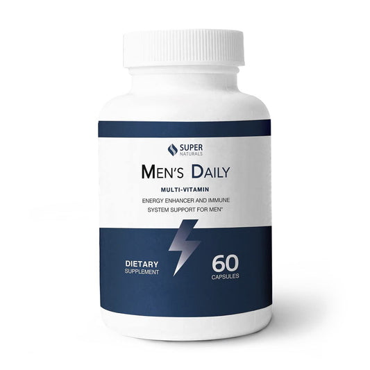 Super Naturals Men's Daily Multivitamin Energy Enhancer and Immune System Support for Men (60 Capsules, 30 Day Supply) - NutriGlobal